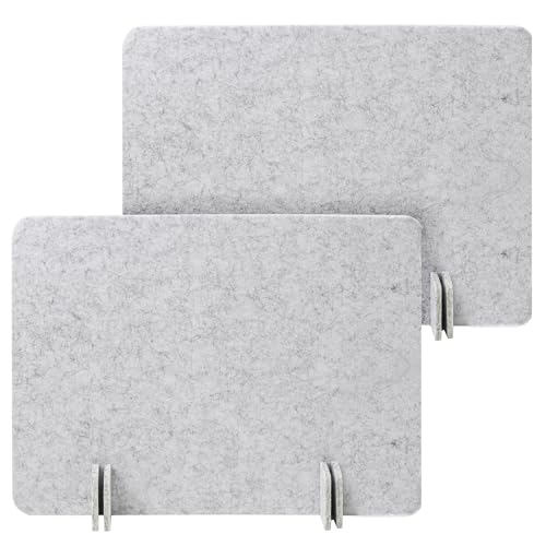 Desk Privacy Panel Set 40x60 cm Light Grey, Freestanding Noise-Reducing Desk Partitions (2 pcs) with Feet