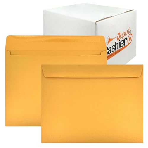 150 Pack Brown Kraft Booklet Envelopes 9x12 Inches Gummed Flap Business Mailing