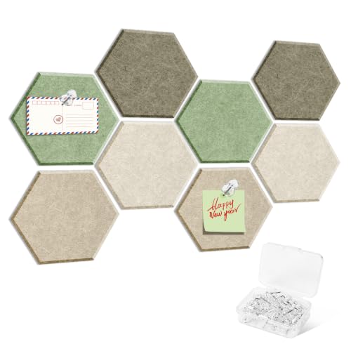 Linen Dusk 8-Pack Hexagon Felt Bulletin Cork Tiles Wall Decor for DIY Projects