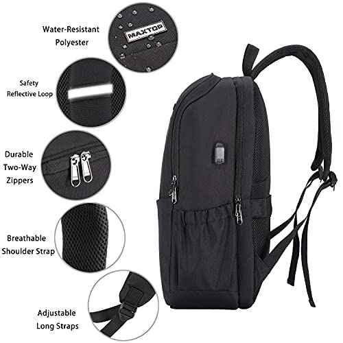 MAXTOP Travel Laptop Backpack with USB Charging Port Anti-Theft[Water Resistant] College Bookbag Fits 18.4 Inch Laptop