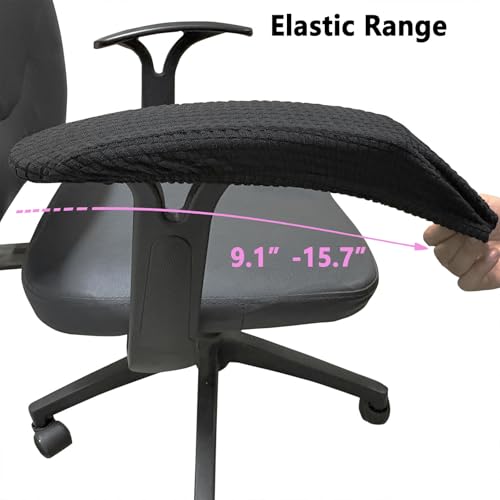 Melaluxe Black Office Chair Armrest Covers, Stretchable Washable Protector, Removable & Elastic for Desk & Gaming Chairs