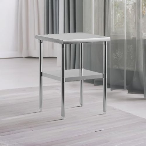 RIEDHOFF Stainless Steel Work Table 24" x 24" with Undershelf, [NSF Certified][Heavy Duty] Commercial Kitchen Prep Table for Home, Restaurant, Hotel, Silver