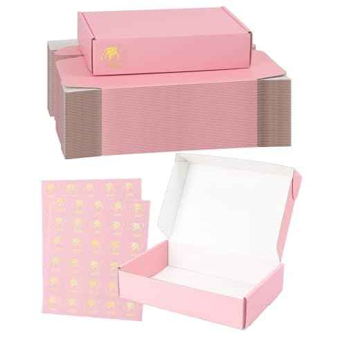 9x6x2 Inch Small Pink Shipping Boxes Pack of 45, Cardboard Boxes for Packaging Small Business