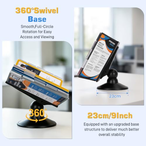 10‑Pocket Desktop Document Organizer with Rotatable Base - LuoVoy