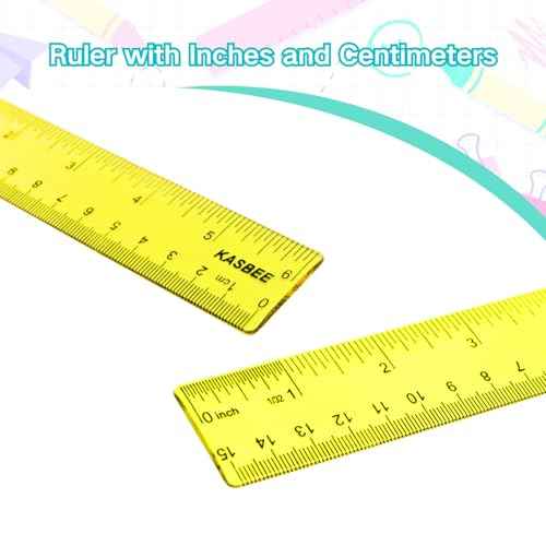 6 Inch Rulers, Colored Clear Rulers, Centimeters and Inches, Plastic Ruler for Kids, School, Home, Office, Pack of 7