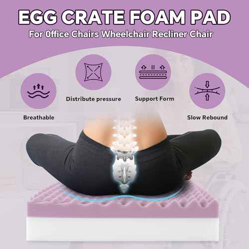 BALAPET Double-Layer Egg Foam Crate Pad, High-Density Foam Support Egg Chair Cushion to Relieve Back, Seat Cushion Chair Accessories Pad for Office Recliner Wheelchair Home Car(18x16x5in)