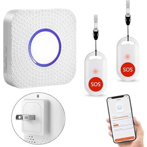 WiFi Caregiver Pager Wireless Call Button Nurse Alert System for Home/Elderly/Patient/Disabled with Phone App Two Call Button One WiFi Receiver(only Supports 2.4GHz Wi-Fi)
