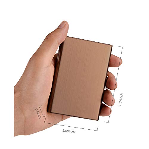 Rose Gold RFID Metal Credit Card Holder Wallet - Stainless Steel Business Card Case for Men & Women