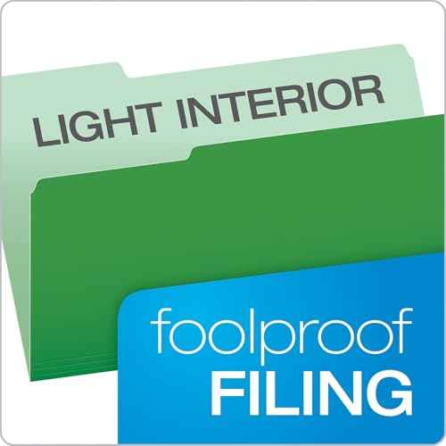 Pendaflex 435013BGR Interior File Folders, 1/3 Cut Top Tab, Legal, Green (Box of 100)