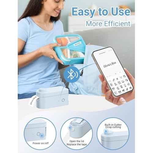 Makeid Label Makers, L1 Label Maker Machine, Portable Wireless Sticker Label Makers for Home, School, Office Use, Rechargeable Thermal Printer with Multiple Fonts, Templates - Blue, 203dpi