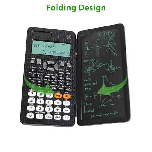Scientific Calculator with Writing Tablet, Upgraded 991ES Calculator with 417 Functions, Erasable LCD Notepad, Solar Battery Power, Portable Office School Supplies for Student, Teacher