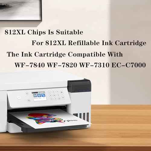 KHY Empty Sublimation Refillable Ink Cartridges 4Pcs Chips Compatible with 812XL T812XL to Use for WF-7840 WF-7820 WF-7310 EC-C7000 Used For Regular Or Sublimation Printing Chips (812XL Chips Set)