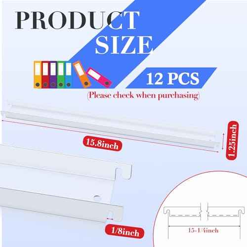 Patelai 12 Pcs Lateral Front to Back File Bar Rails Hanging File Cabinet Rails Stainless Steel Drawer Inserts for Sides Letter Size Folders Office Home, White 15.76 Inches Long
