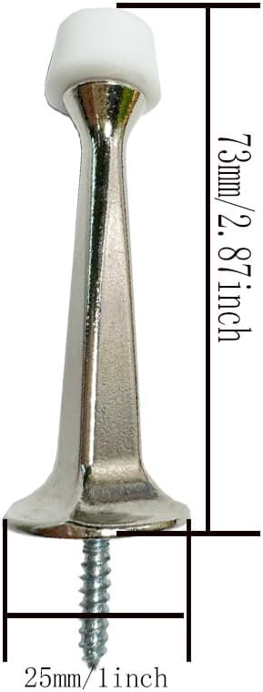 Skiennix Heavy Duty Door Stops - 2 Pack with Soft Rubber Tips | Zinc Die Cast, Satin Nickel Finish