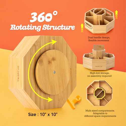 360¡Æ Rotating Art Supply Organizer, Holds 750+ Pencils, Bamboo Marker & Pen Holder with Handles, Desk Storage Caddy for Paint Brushes, Crayons, Ideal for Office, Home, Classroom