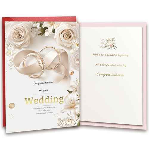 Wedding Card for Bride and Groom ? Congratulations on your Wedding Double-Layer Cards with gold foil