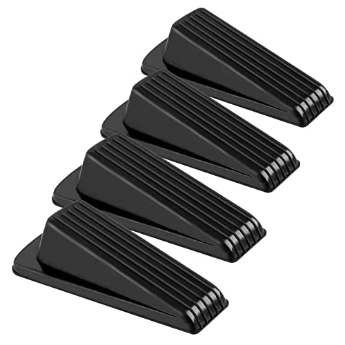 Utron Black 4 Pack Rubber Door Stops for Bottom of Door, Wedge Floor Stoppers