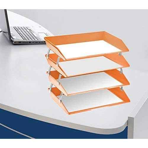 Acrimet Facility 4 Tier Letter Tray, Side Load, Letter Size/A4, Desktop File Organizer, Plastic (Orange Citrus)