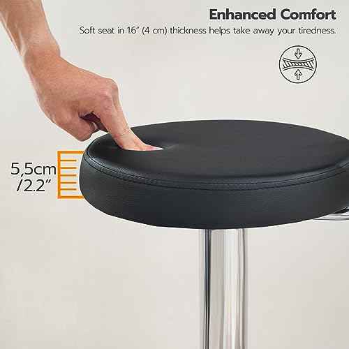 HOOBRO Height Adjustable Rolling Stool, 360¡Æ Rotating Drafting Chair, Multi-Purpose Office Desk Chair, Rolling Swivel Salon Stool Chair, for Barber Shop, Nail Salon, Office, Black SB01BY01G1