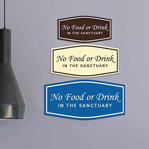 Fancy No Food Or Drink In The Sanctuary Sign (Black) - Large (5 Pack)