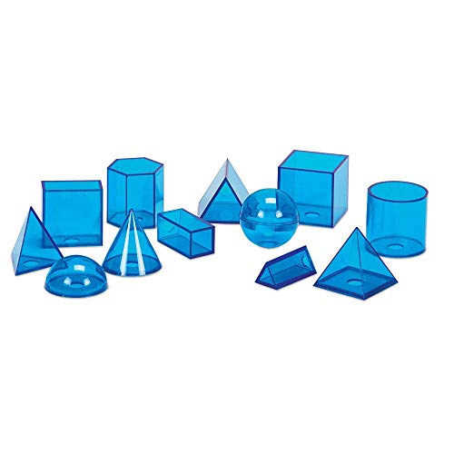 hand2mind Blue Geometric 3D Shapes Set of 12 for Geometry & Volume Exploration