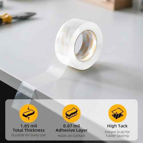 Clear Heavy Duty Packing Tape Rifills for Packing Shipping Moving and Storage, 1.85 mil Thick, 1.88 in x 60 yd, 36 Rolls, Total 2160 yd