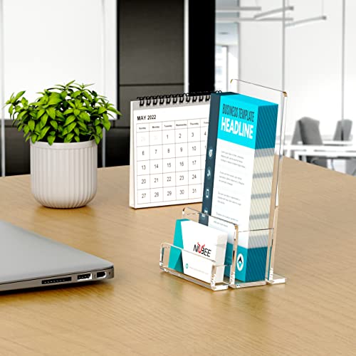 NIUBEE 2 Pack Acrylic Brochure & Business Card Holder 4x6 Display Stand