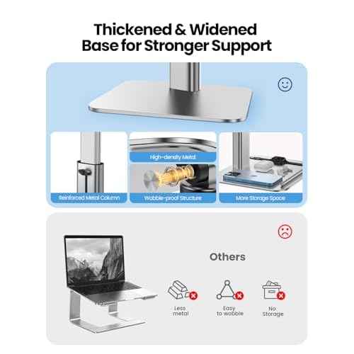 Vaydeer Portable Standing Desk Converter, All-in-One Aluminum Laptop Stand Adjustable Height 360¡Æ Rotation, Ergonomic Riser, Universal Fit for MacBook Pro and All Laptops, Sit-to-Stand Design