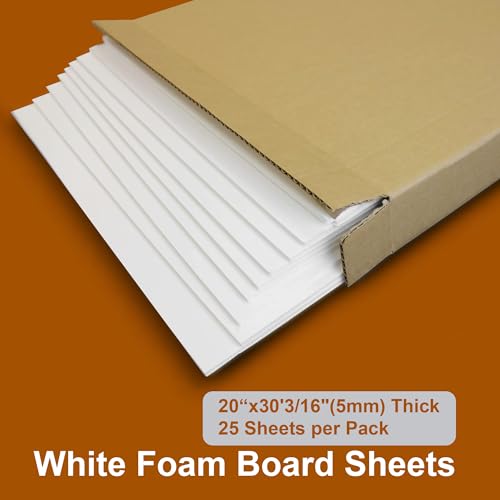 HcnYcr 3 Pack White Foam Boards 24x36 Inches 0.2 Inch Thick for Projects & Displays