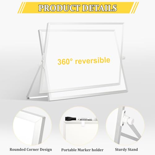 AMUSIGHT 16x12-Inch Double-Sided Magnetic Whiteboard with Stand, White