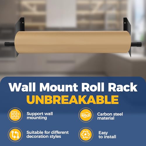 Hezaosth Heavy Duty Adjustable Wall Mount Paper Roll Holder Vinyl Label 28-60" - Listing 1