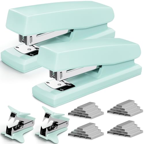 UPSIME Green Desk Stapler Set with Staples & Remover - 2 Pack