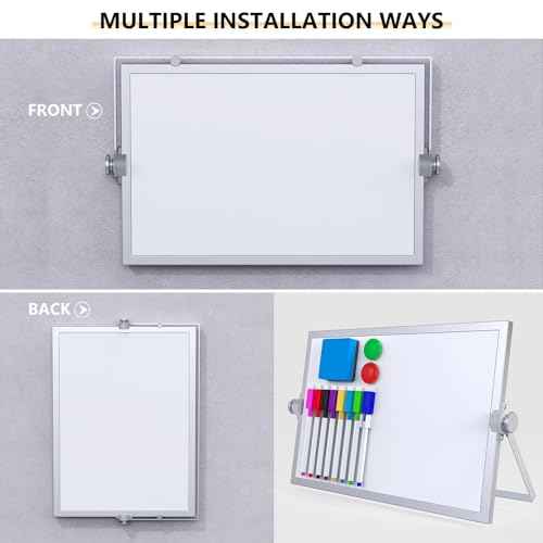 Small Dry Erase White Board, Magnetic Desktop Whiteboard with Stand, Dry Eease Board Mini Easel Double Sided on Table Top with Holder for Kids Drawing, Teacher Instruction