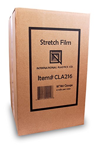 Clear 18-Inch Stretch Film Wrap 1500 Feet 80 Gauge 4 Pack - Heavy Duty Plastic Wrap