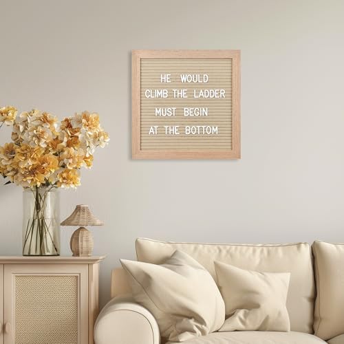 GAJIGAJI Beige Felt Letter Board 10x10 Inch Wooden Frame Personalized Sign