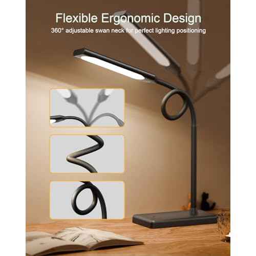 Adjustable LED Desk Lamp with Wireless Charging & Touch Control | 5 Colors & 6 Brightness Levels Eye-Caring Office Light with Memory & Timer