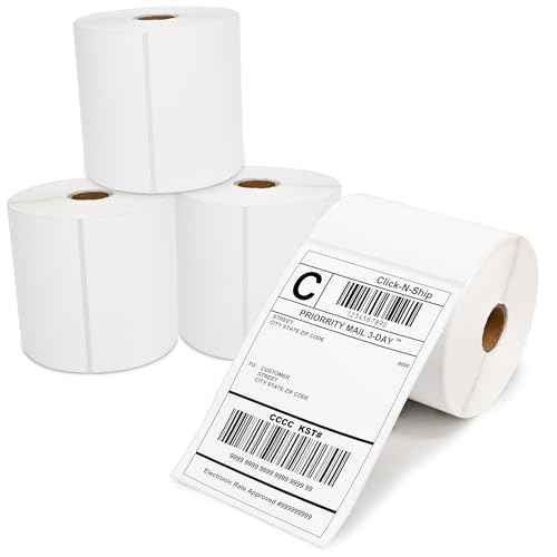 L LIKED 4 Rolls 4" x 6" Direct Blank Thermal Shipping Labels with 450 per Roll - Compatible with Zebra 2844 ZP-450 ZP-500 ZP-505 (4 Rolls - 1800 Labels)