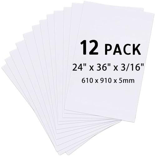 ilifemate 24x36 Inch White Foam Board 12-Pack - Lightweight Craft & Presentation Sheets