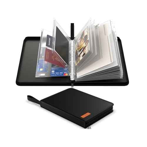 Important Document Organizer Zipper Binder,Fireproof Document Bag for Birth Certificate Protector, Waterproof Bill Organizer in Case I Go Missing Binder for Home Safe, 4 Ring Receipt Holder (Black)