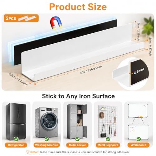 TJDUK White Magnetic Book Shelf 17 Inch Heavy Duty Classroom Organizer