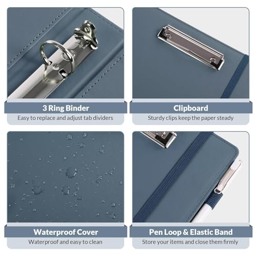 Blue SKYDUE 3-Ring Binder with Clipboard & Dividers - Letter Size, 1 Inch