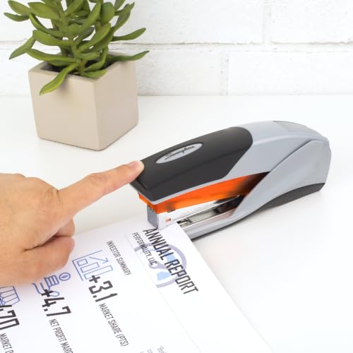 Swingline Optima 25 Sheet Capacity Stapler - Orange/Gray, Jam Free, Soft Grip (66402) - Pack of 1