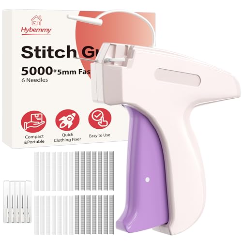 Hybemmy Stitch Gun for Clothes - Quick Clothing Fixer (White) with 6 Replacement Needles