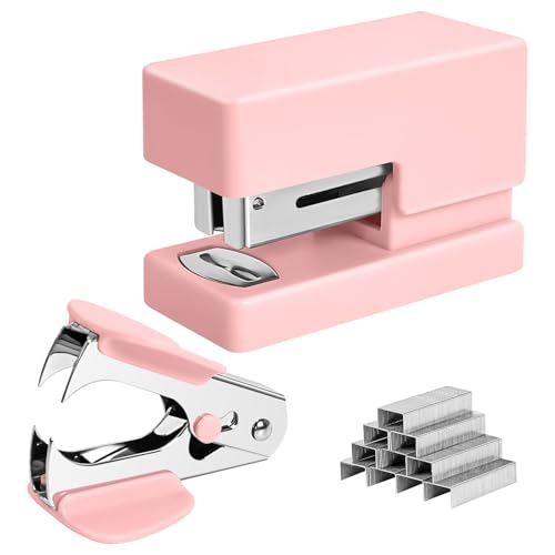 Pink Mini Stapler - 25-Sheet Capacity with 830 Staples, Yzkula Variation