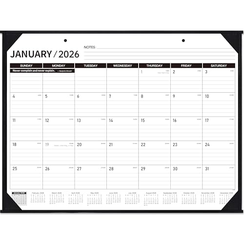 2026 Desk Calendar - JAN. 2026 ? DEC. 2026, 22" x 17", Large Desk Calendar 2026, 12 Monthly Desk/Wall Calendar 2-in-1, Corner Protector, Desk Pad, Large Ruled Blocks