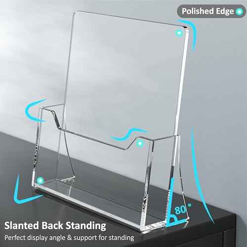 Acrylic Brochure Holder 8.5 x 11 inch 4 Pack, Clear Acrylic Plastic Flyer Holders for Literature Magazine Pamphlet Booklet Menu Journals Display Stand Desk Holder Countertop Organizer