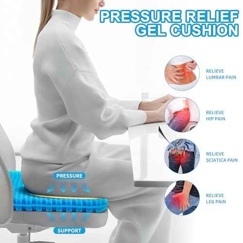 Gel Seat Cushion for Long Sitting - 16.5" x 14.5" x 2.4" (Extra Thick£¦Soft) Gel Cushion for People Over 185 lbs, Pressure Relief Cushion for Office Chair, Egg Cushions for Wheelchair, Gel Pad for Car