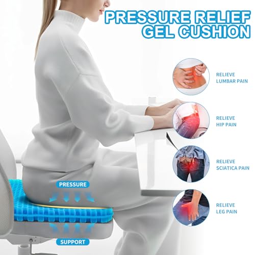 Blue Thicken Gel Seat Cushion 2.4 Inch Thick for Office & Hard Chairs