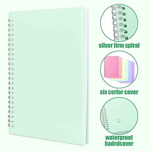 A5 Dotted Spiral Notebook, 6 Pack 120 Pages, Dot Grid Journal with 120 GSM Thick Dotted Bullet Paper, 6 Macaron Transparent Colors Hardcover, for Bullet Journaling 5.7"x 8.5"