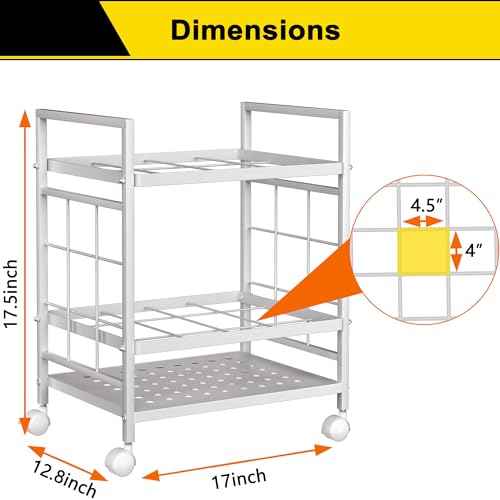 GIOTORENT Blueprint Storage Rack, Holder with Wheels, Map/Poster/Architectural Plan Storage, 12 Slots, 2 Brakes, Silent Wheels for Home, Office, School (White)